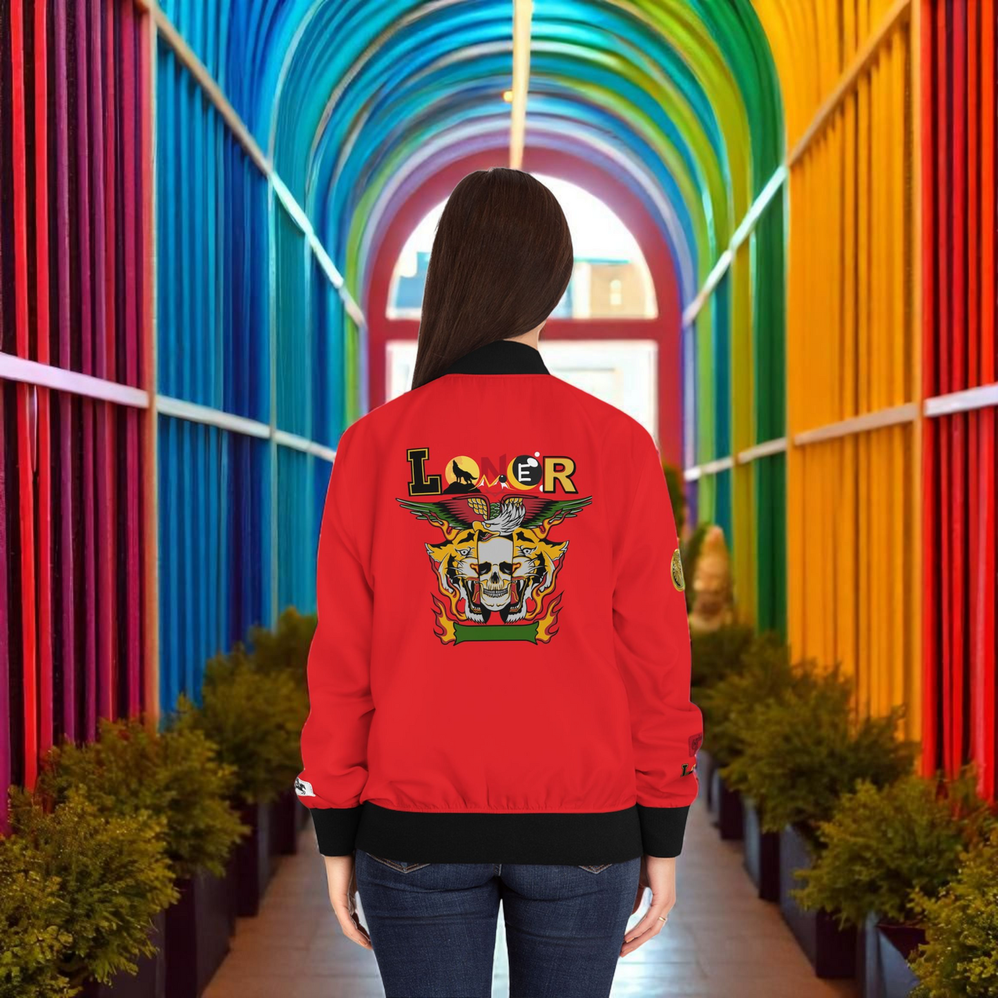 Tiger Graphic Bomber Jacket, Illusion Art All Over Print Women's Outerwear, Wild Animal Theme