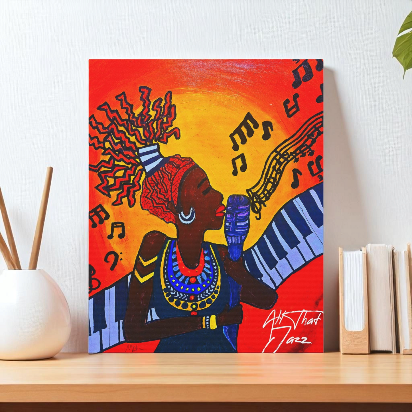 Canvas Art Print, Jazz Singer Music Decor, Jazz Piano Wall Art, Original Artwork