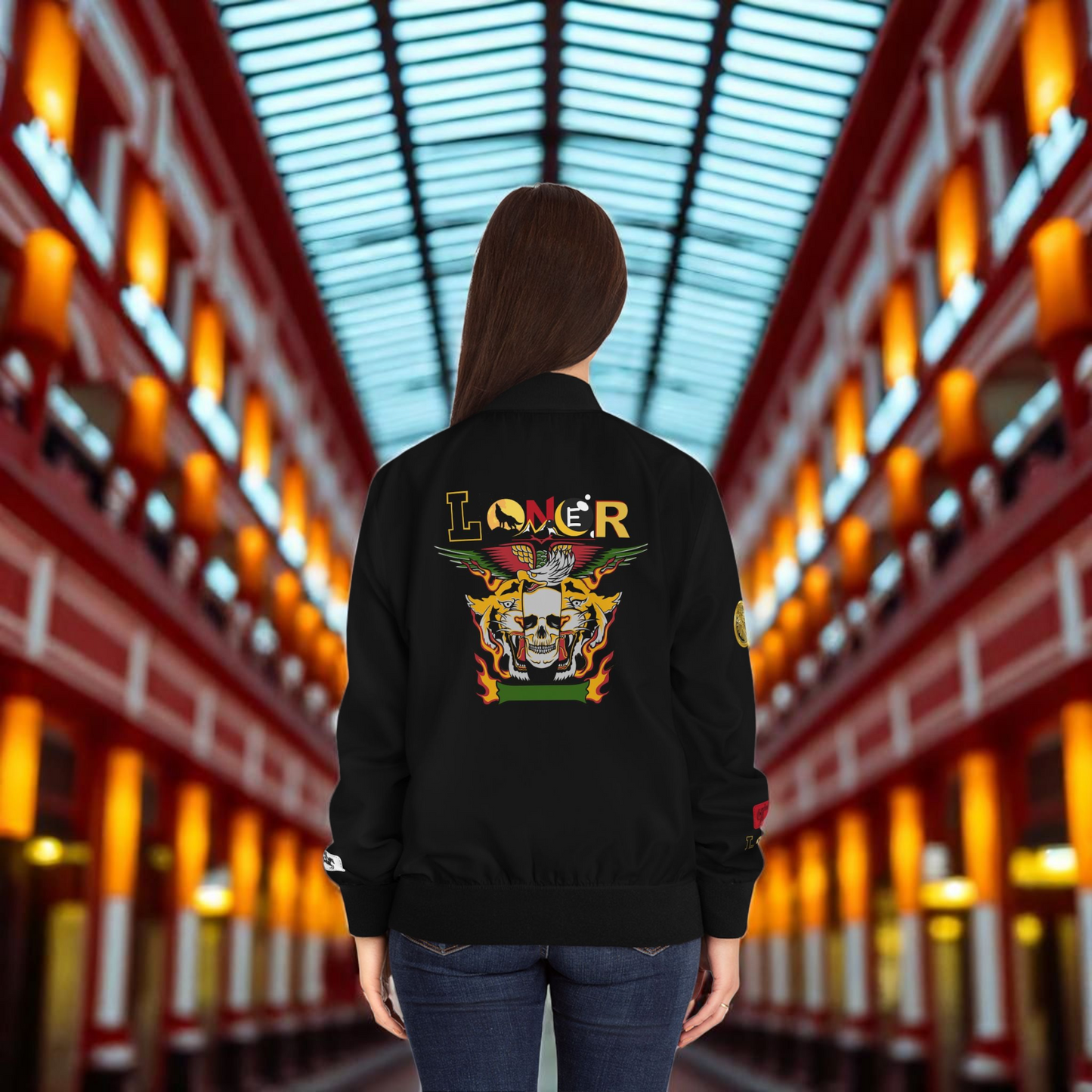 Tiger Graphic Bomber Jacket, Illusion Art All Over Print Women's Outerwear