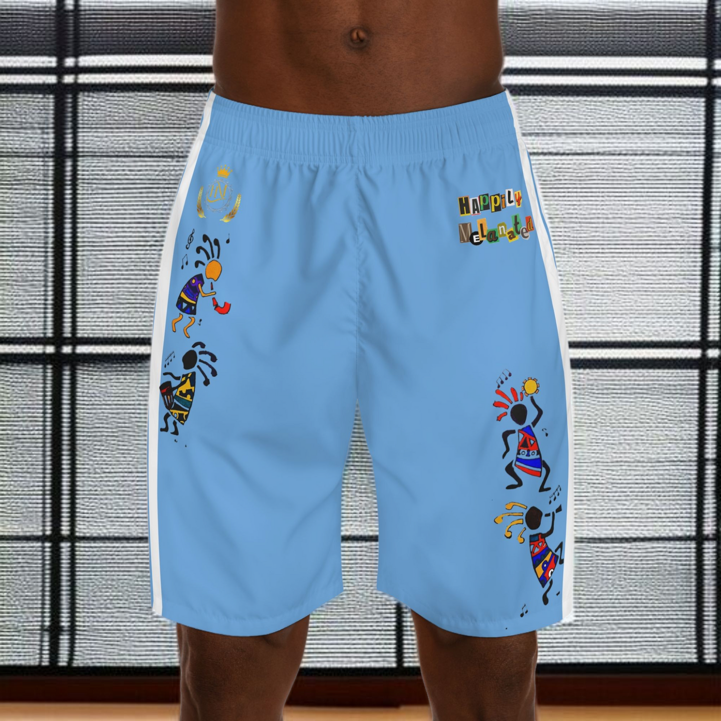 Ethnic Music Cartoon Men's Jogger Shorts - Happily Celebrating Heritage