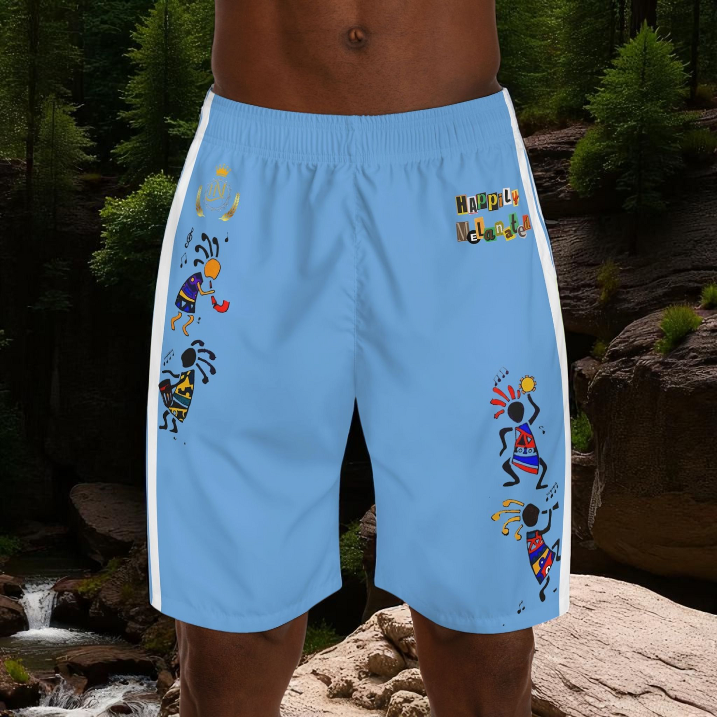 Ethnic Music Cartoon Men's Jogger Shorts - Happily Celebrating Heritage