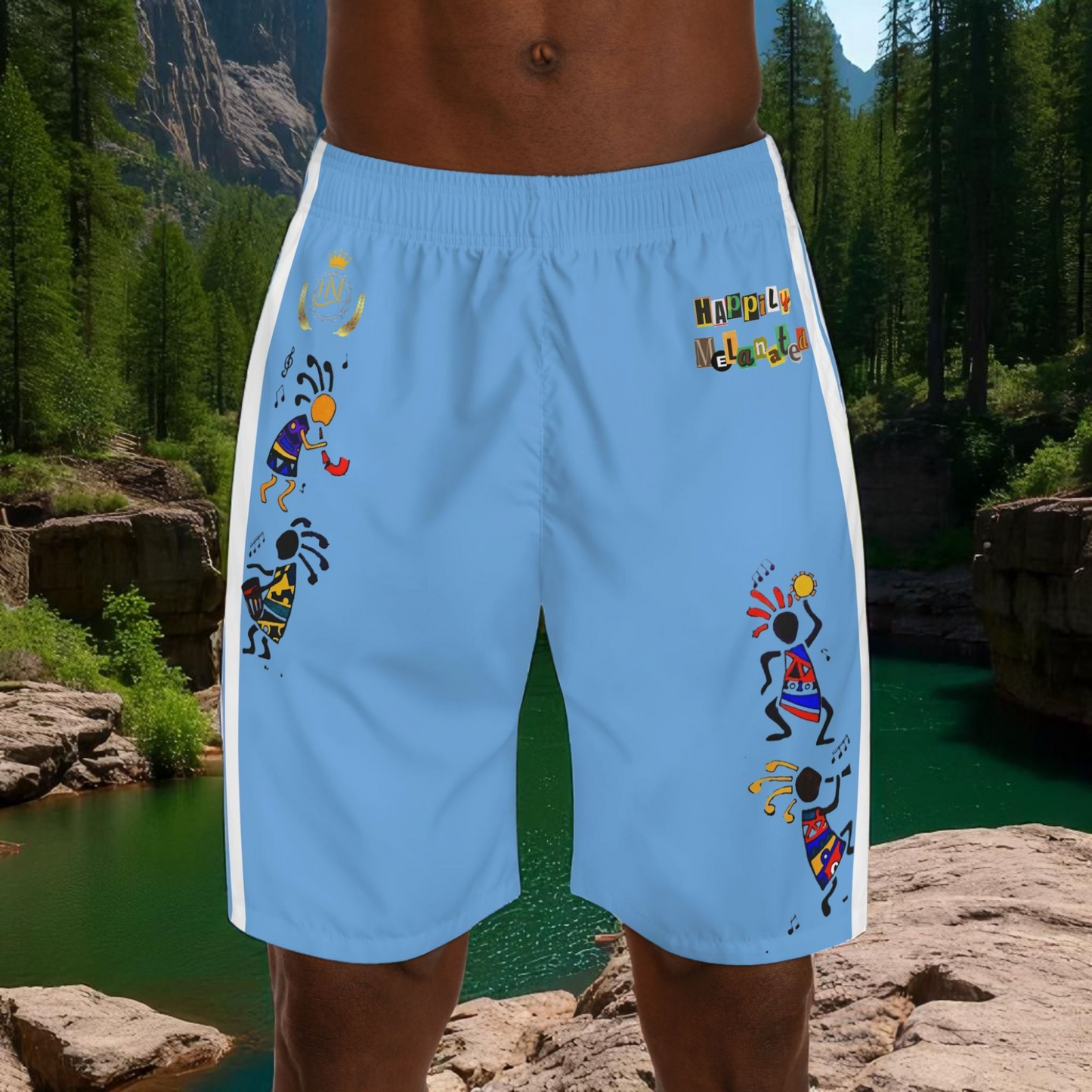 Ethnic Music Cartoon Men's Jogger Shorts - Happily Celebrating Heritage