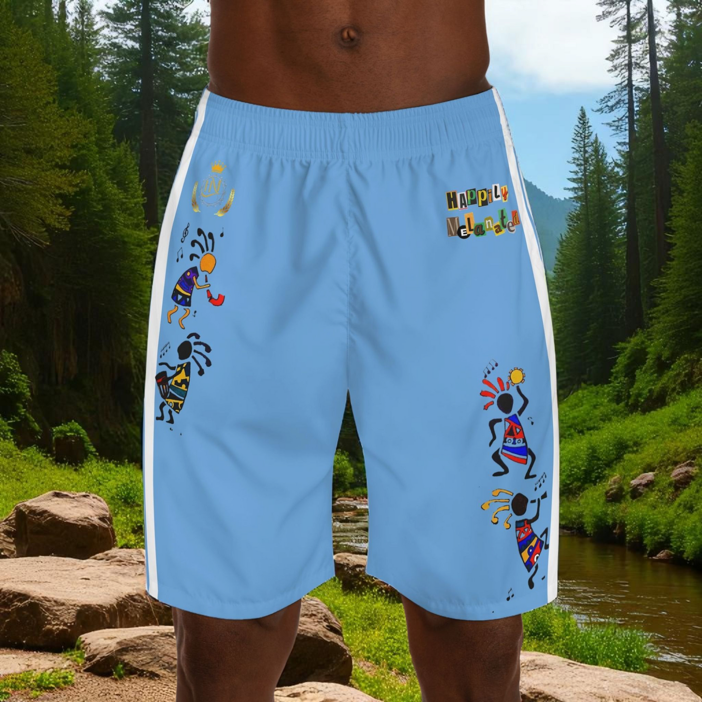 Ethnic Music Cartoon Men's Jogger Shorts - Happily Celebrating Heritage
