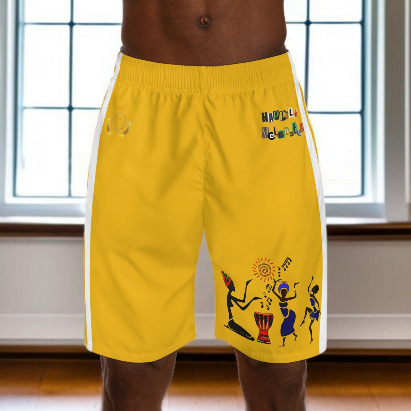 Afrocentric Dance Men's Jogger Shorts - Happily Celebrating Heritage