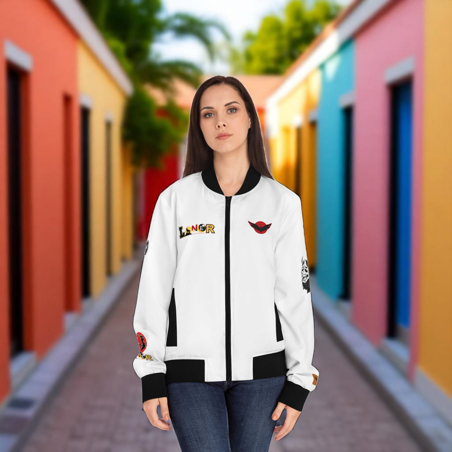 Tiger Graphic Bomber Jacket, Illusion Art All Over Print Women's Outerwear