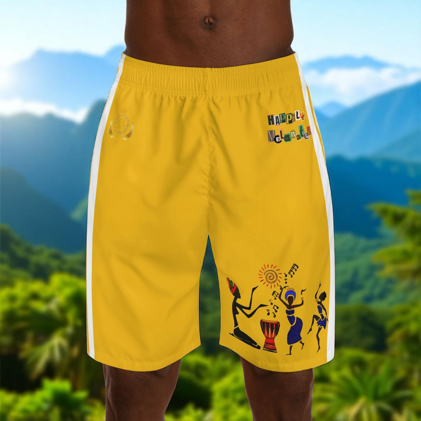Afrocentric Dance Men's Jogger Shorts - Happily Celebrating Heritage