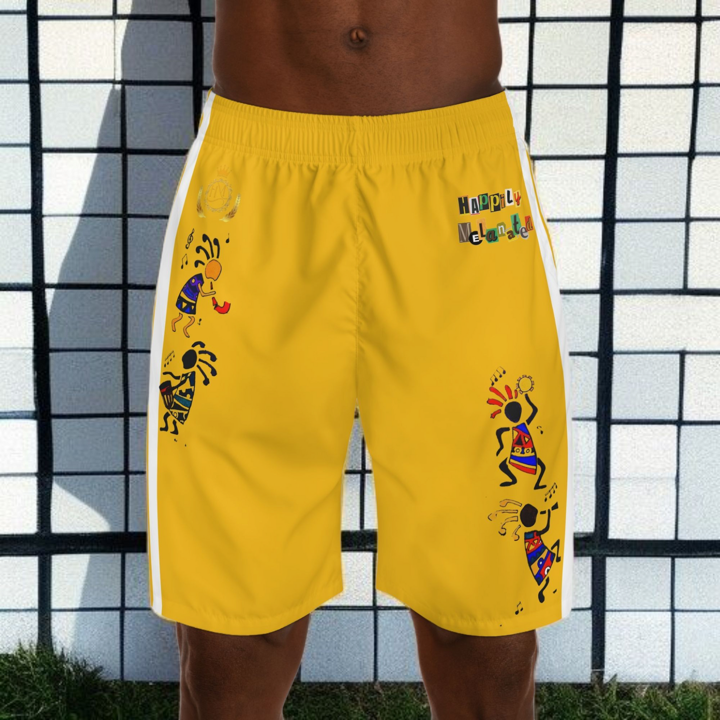 Ethnic Music Cartoon Men's Jogger Shorts - Happily Celebrating Heritage