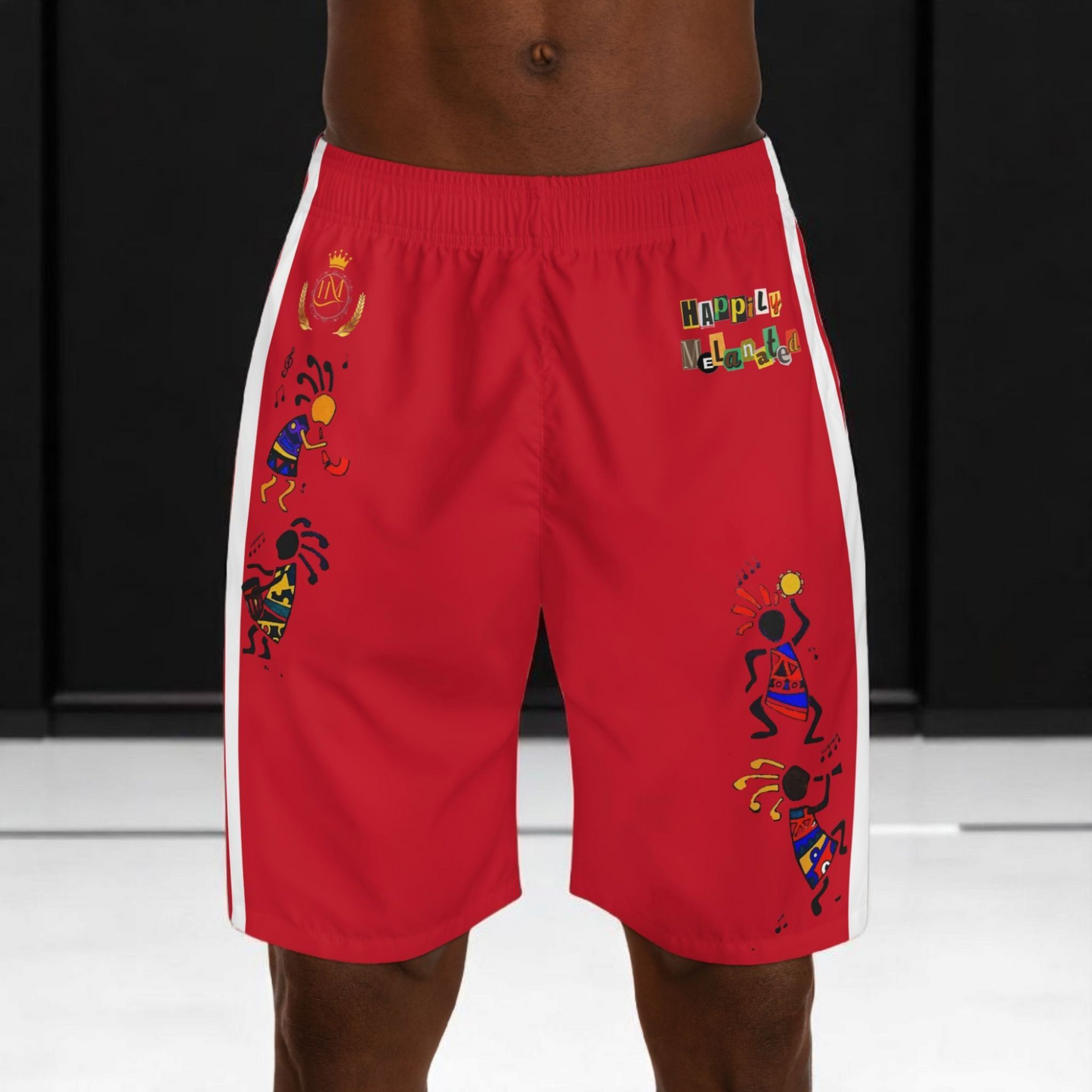 Ethnic Music Cartoon Men's Jogger Shorts - Happily Celebrating Heritage