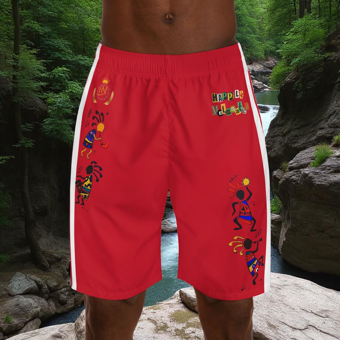 Ethnic Music Cartoon Men's Jogger Shorts - Happily Celebrating Heritage