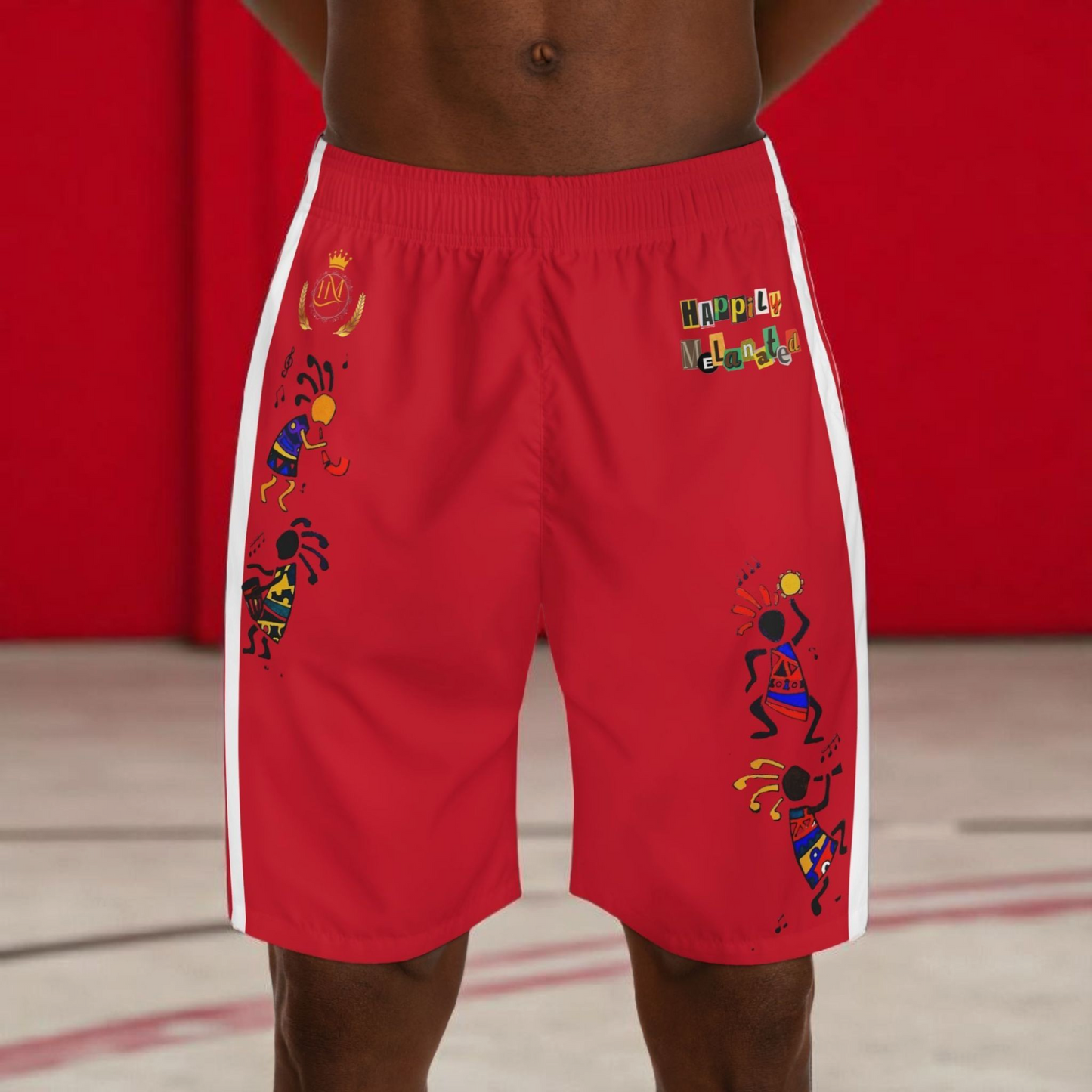 Ethnic Music Cartoon Men's Jogger Shorts - Happily Celebrating Heritage