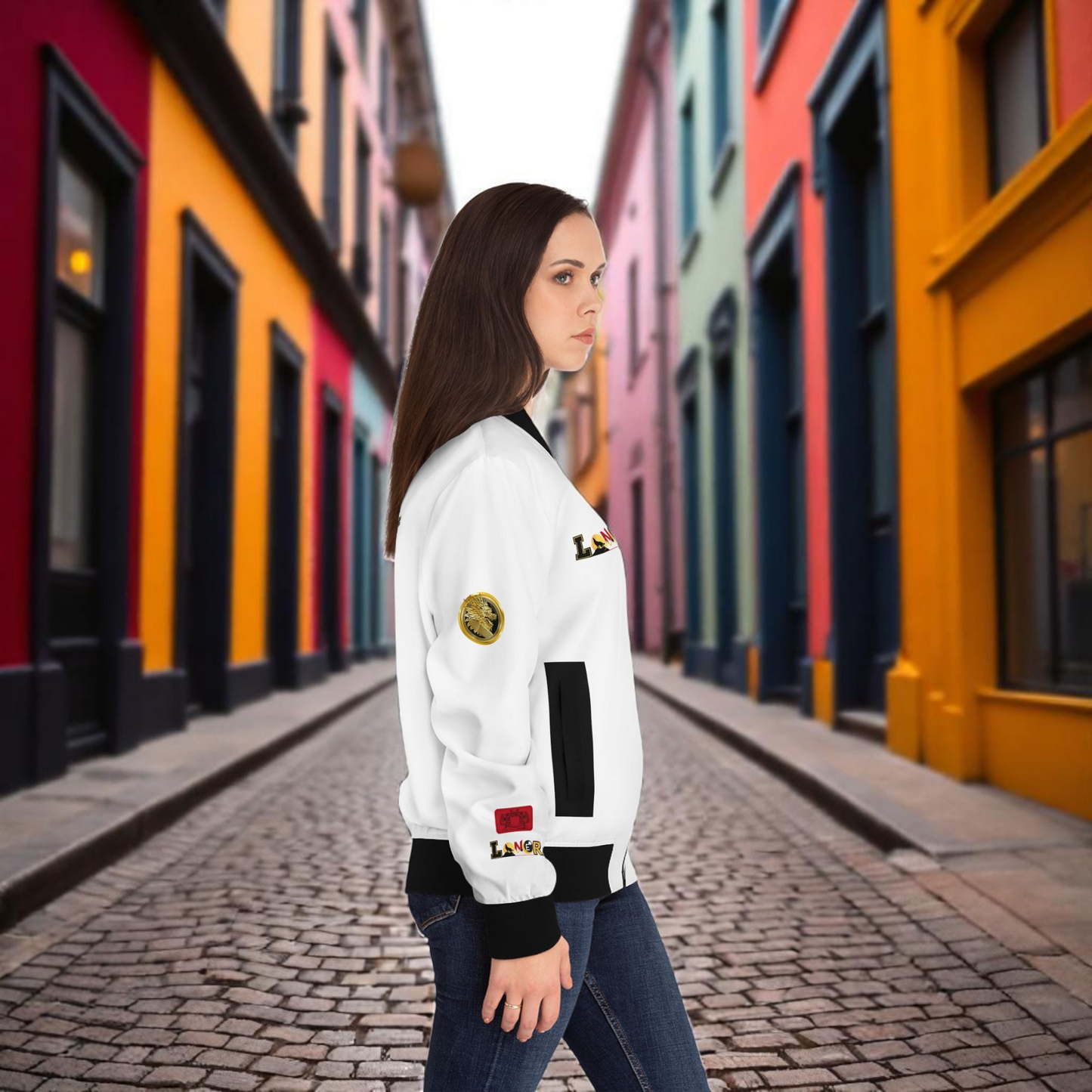 Tiger Graphic Bomber Jacket, Illusion Art All Over Print Women's Outerwear