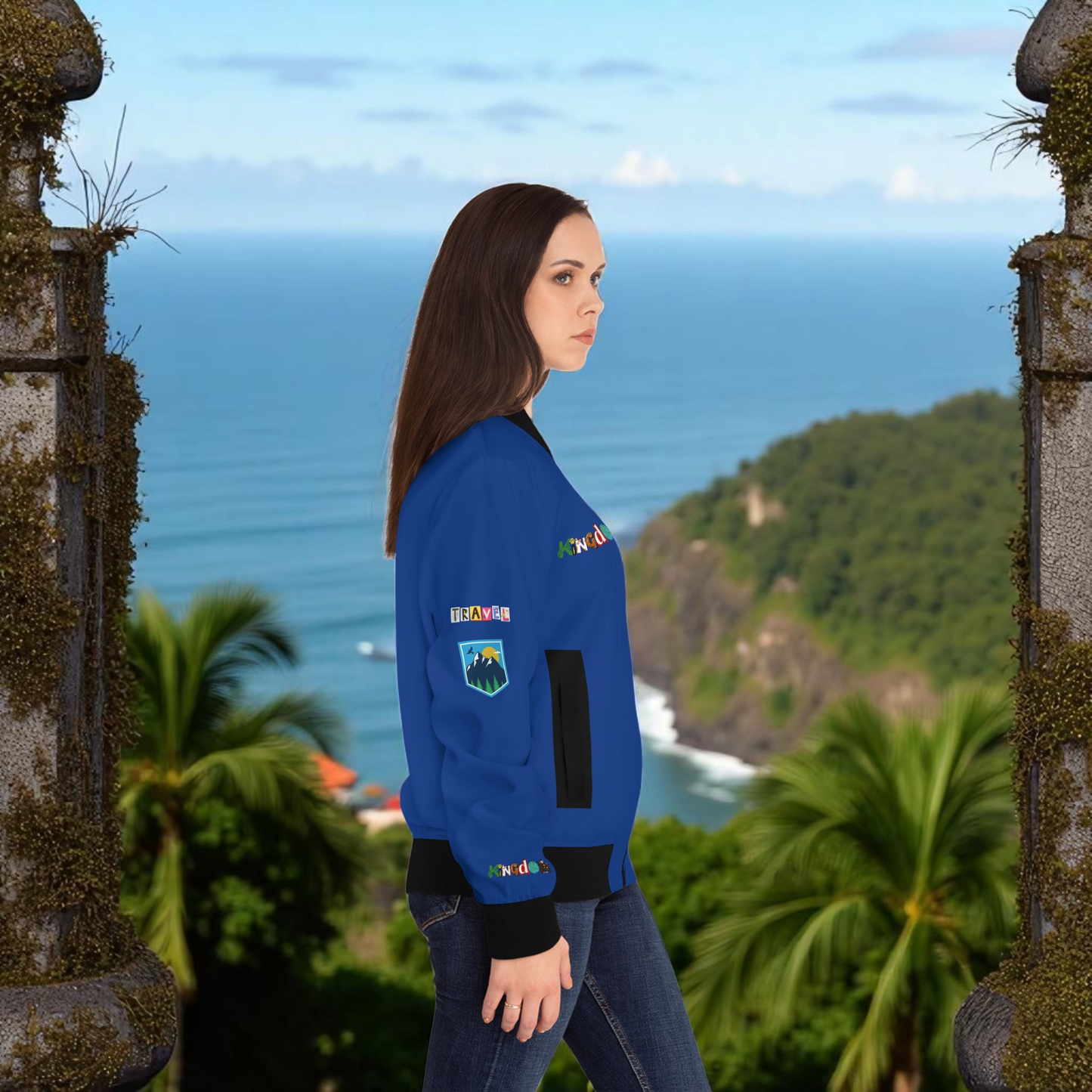 Graphic Women's Bomber Jacket - Travel Enthusiast Vacation Mode Outerwear