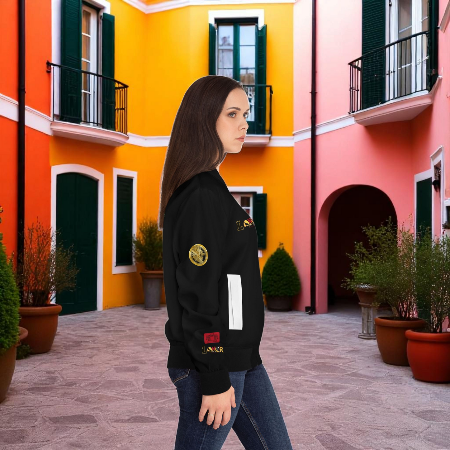 Tiger Graphic Bomber Jacket, Illusion Art All Over Print Women's Outerwear