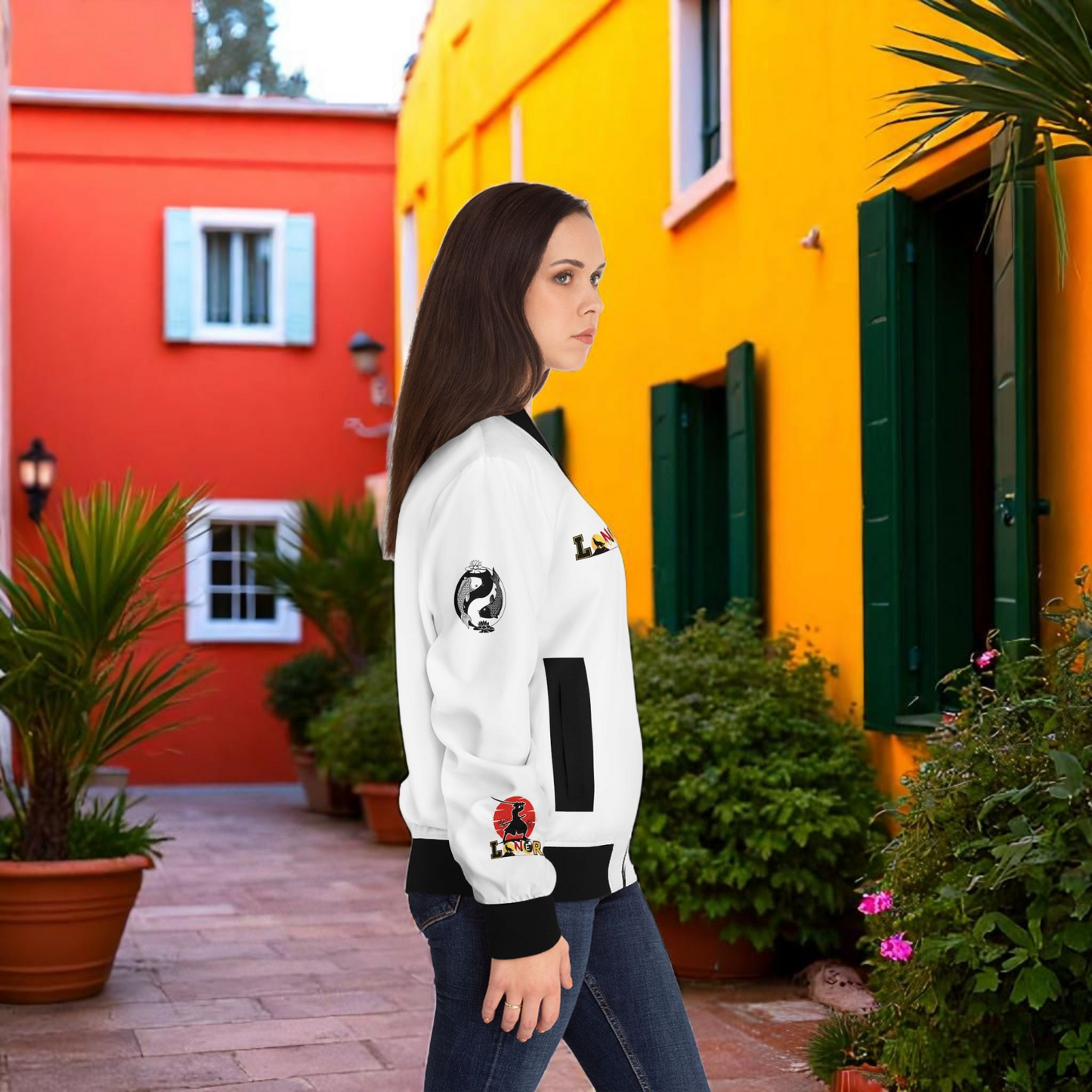 Tiger Graphic Bomber Jacket, Illusion Art All Over Print Women's Outerwear