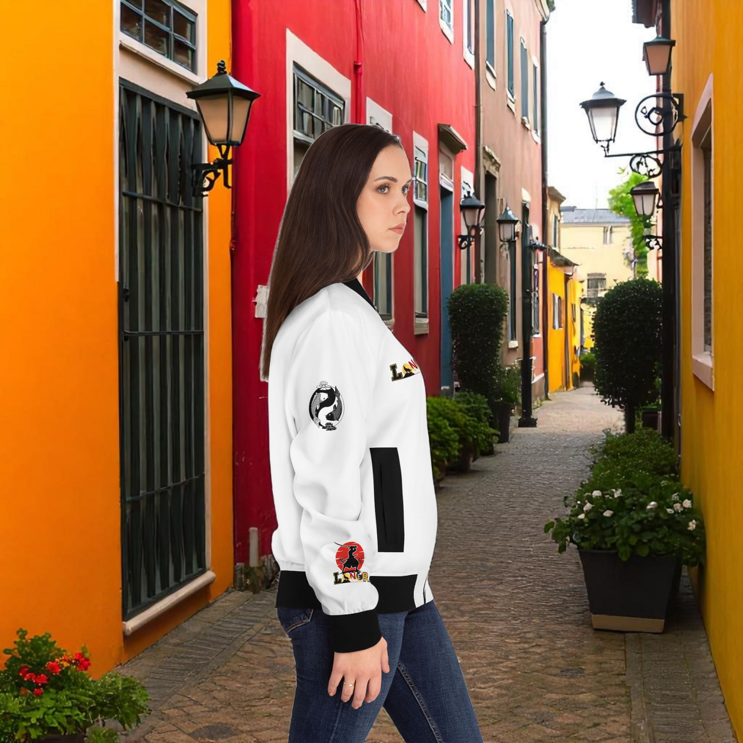 Tiger Graphic Bomber Jacket, Illusion Art All Over Print Women's Outerwear
