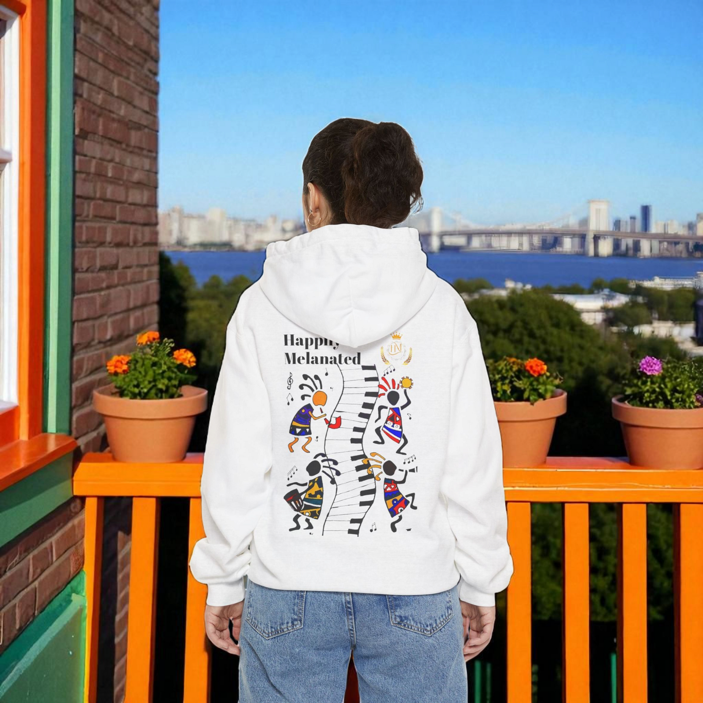 Afro Music Cartoon Unisex Hoodie, Hand Drawn Graphic Sweatshirt, Music Lover Gift