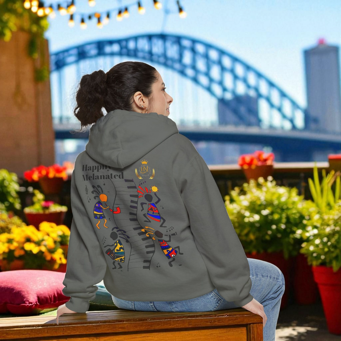 Afro Music Cartoon Unisex Hoodie, Hand Drawn Graphic Sweatshirt, Music Lover Gift
