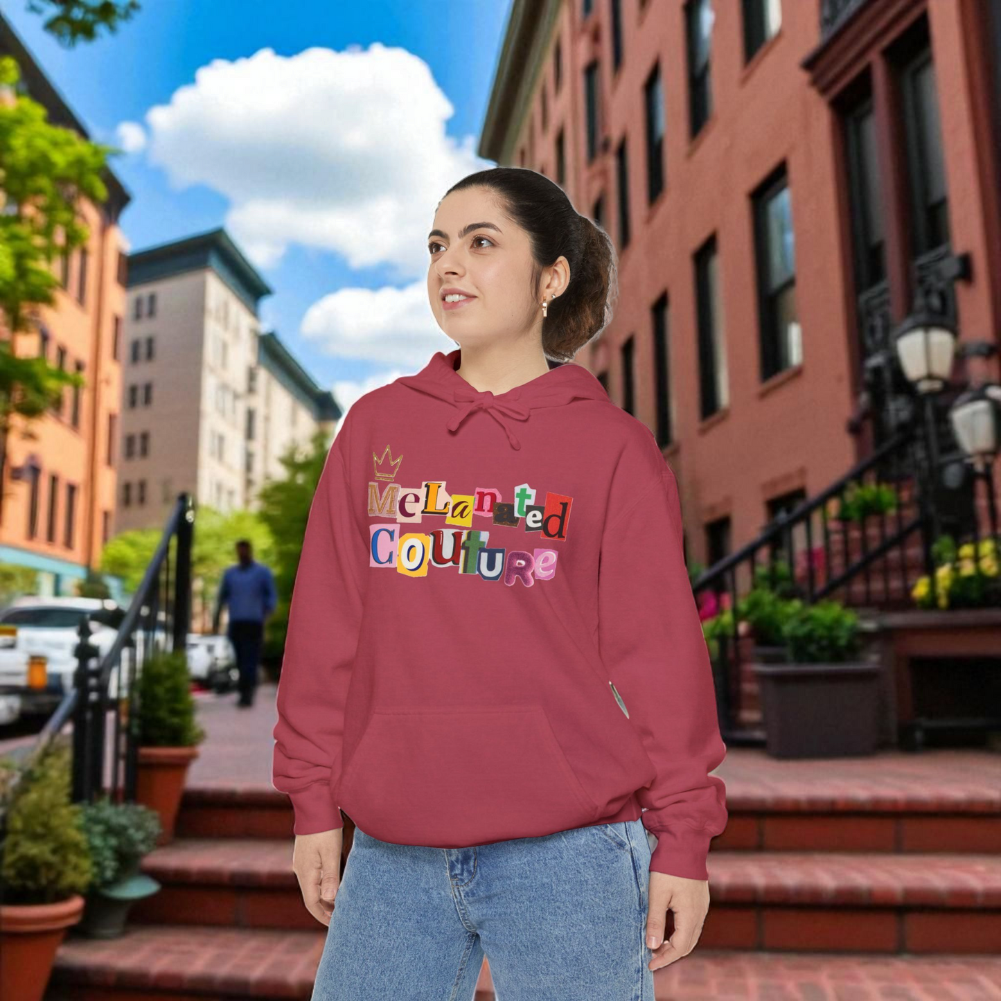 Ethnic Music Art Unisex Garment-Dyed Hoodie, Handcrafted Hooded Sweater