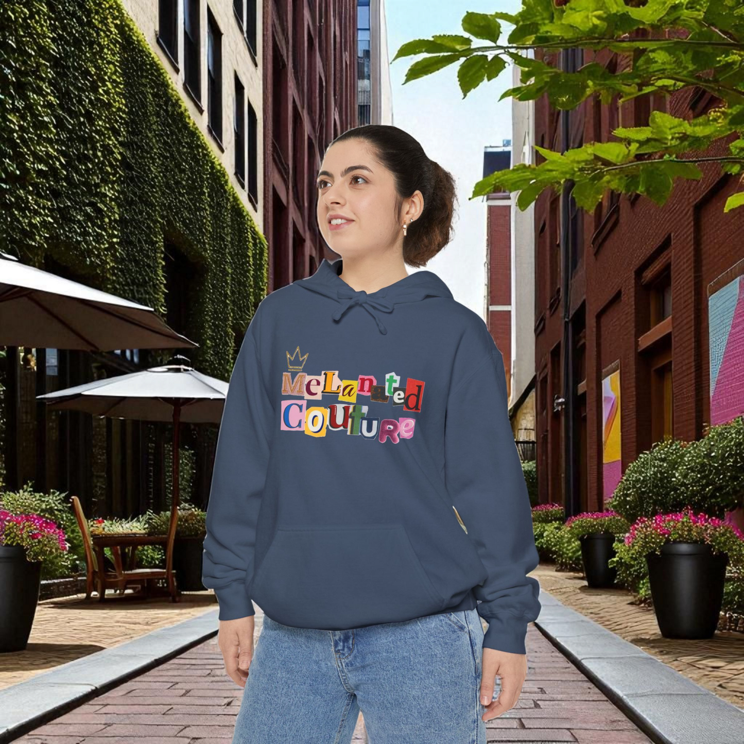 Boho African Continent Graphic Hoodie, Hand Drawn Unisex Garment-Dyed Hoodie