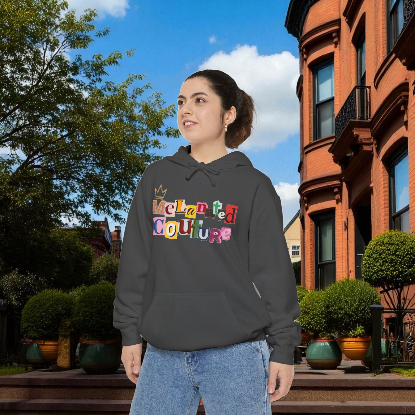 Ethnic Music Art Unisex Garment-Dyed Hoodie, Handcrafted Hooded Sweater