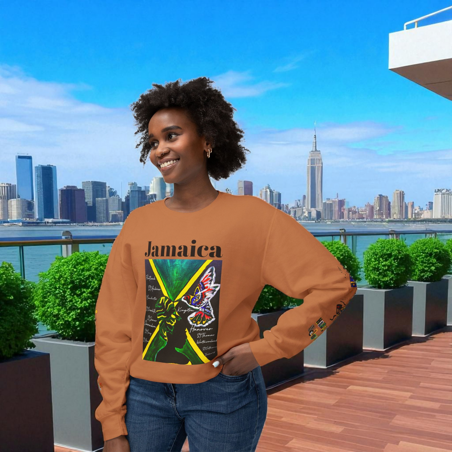 Hand-Drawn Afro Music Graphic Sweatshirt - Unisex Lightweight Crewneck