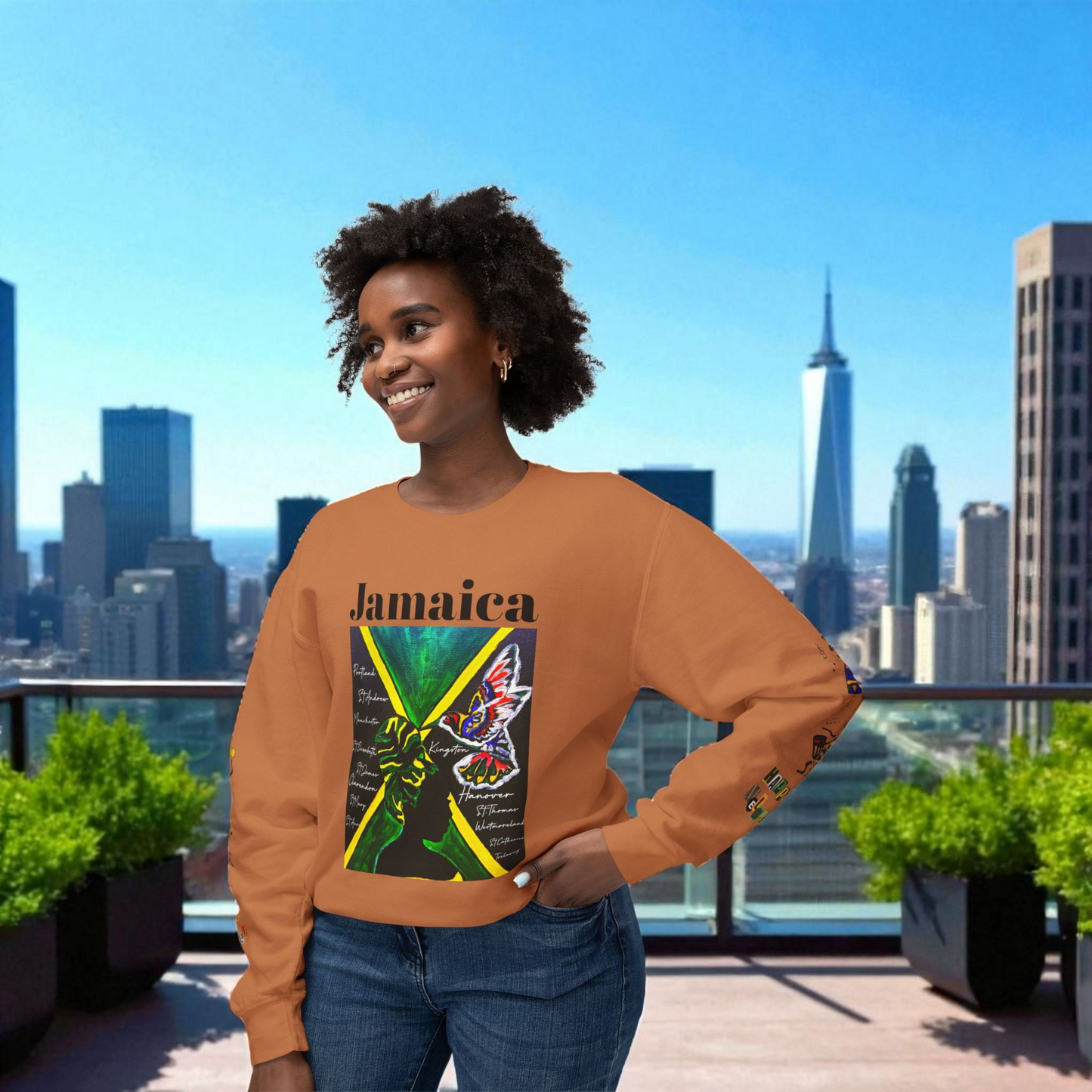 Hand-Drawn Afro Music Graphic Sweatshirt - Unisex Lightweight Crewneck