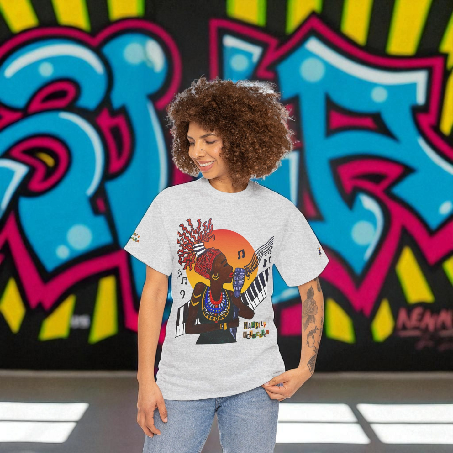 Afro Music Unisex Graphic Tee, Piano Art, Jazz Singer Shirt, Music Lover Gift