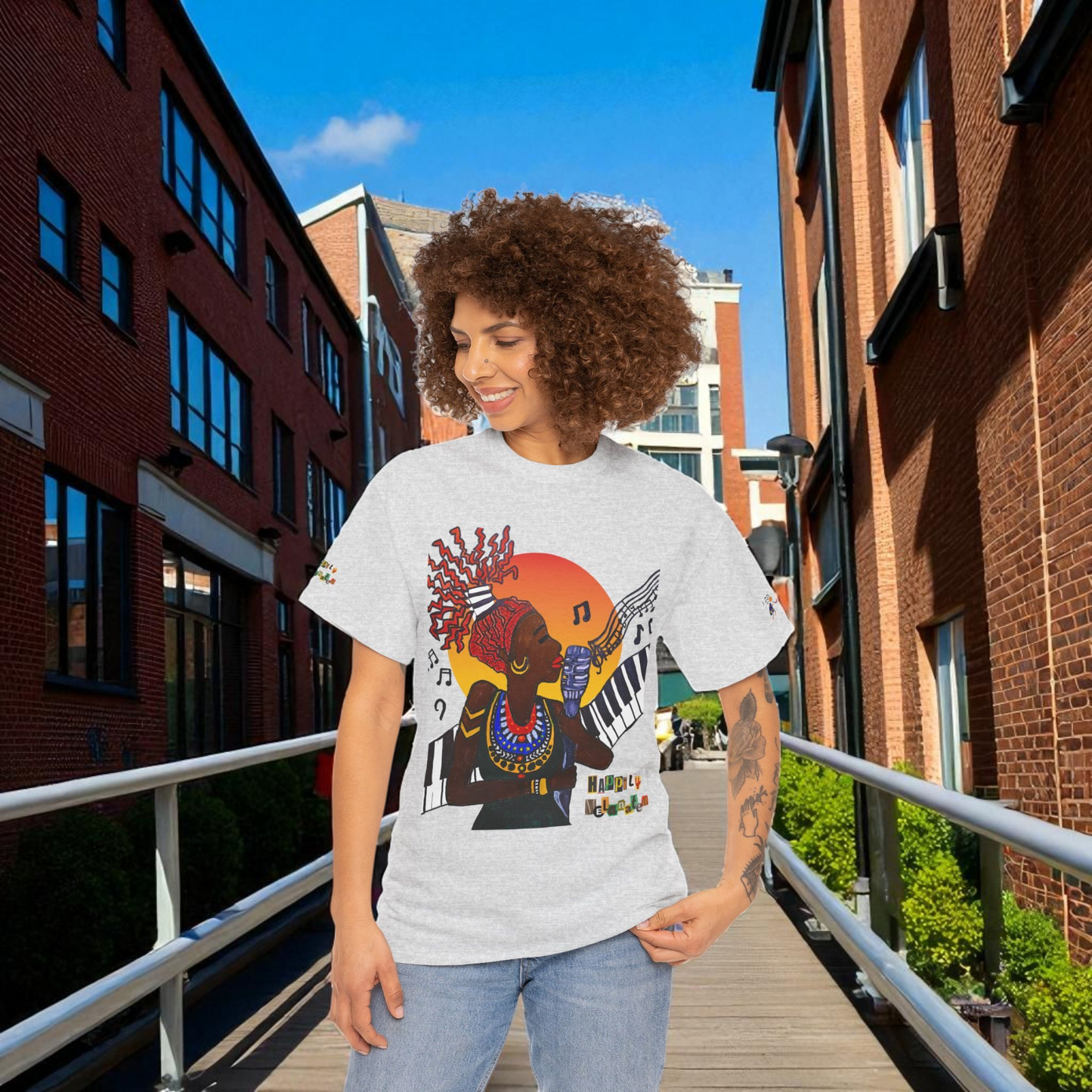 Afro Music Unisex Graphic Tee, Piano Art, Jazz Singer Shirt, Music Lover Gift