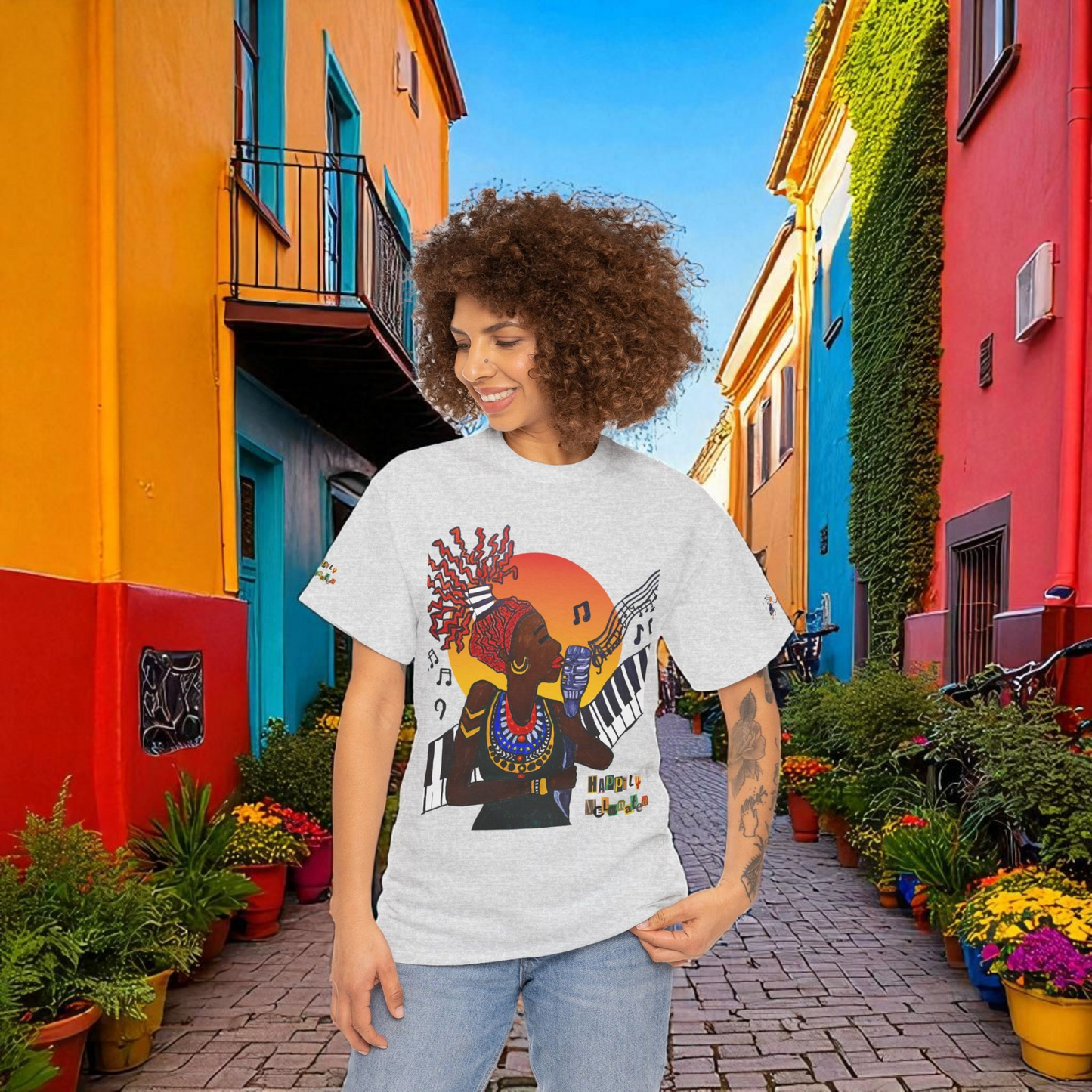 Afro Music Unisex Graphic Tee, Piano Art, Jazz Singer Shirt, Music Lover Gift
