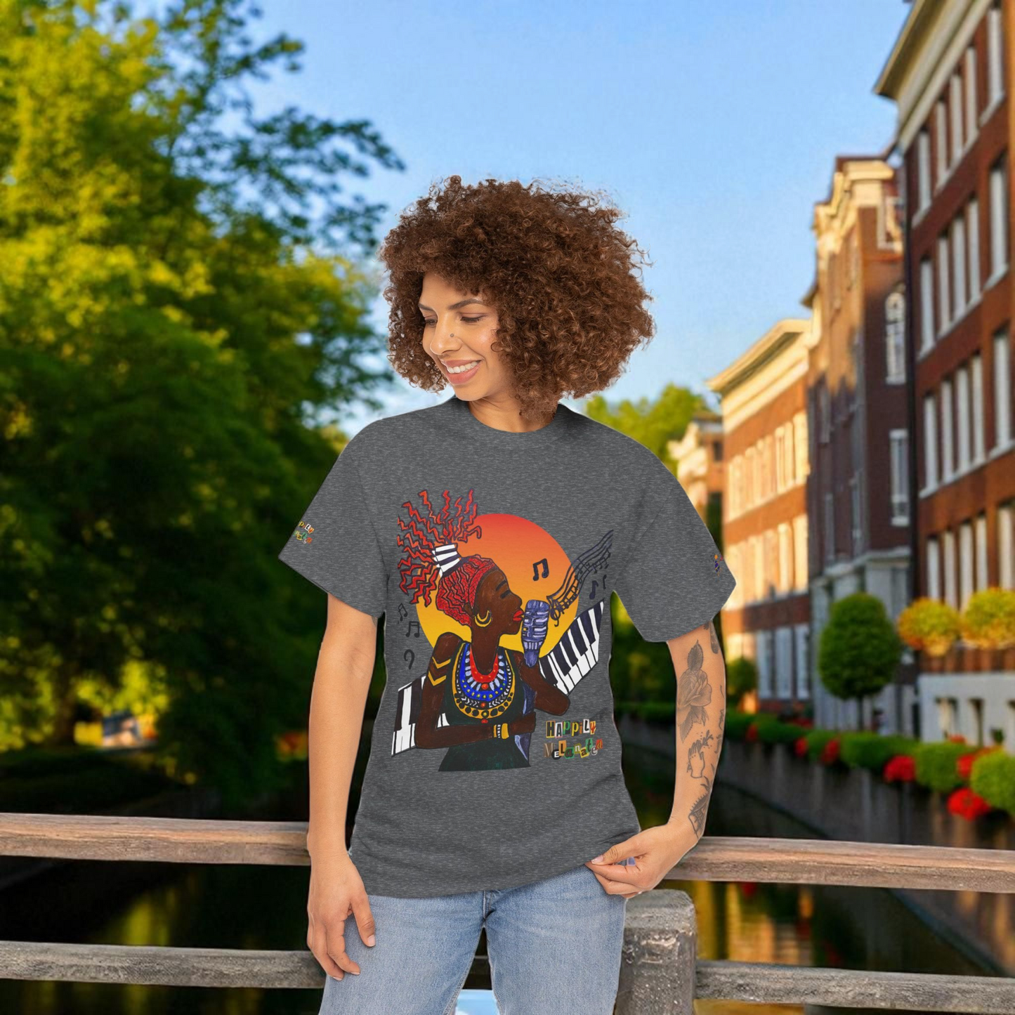 Afro Music Graphic Tee, Piano Art, Jazz Singer Shirt, Black History Unisex Tee, Music Lover Gift