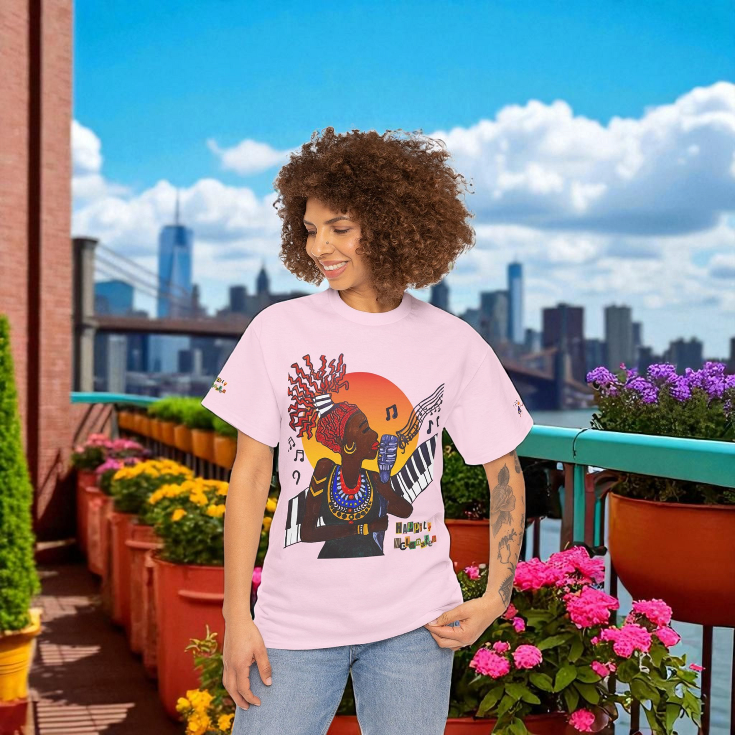 Afro Music Unisex Graphic Tee, Piano Art, Jazz Singer Shirt, Music Lover Gift