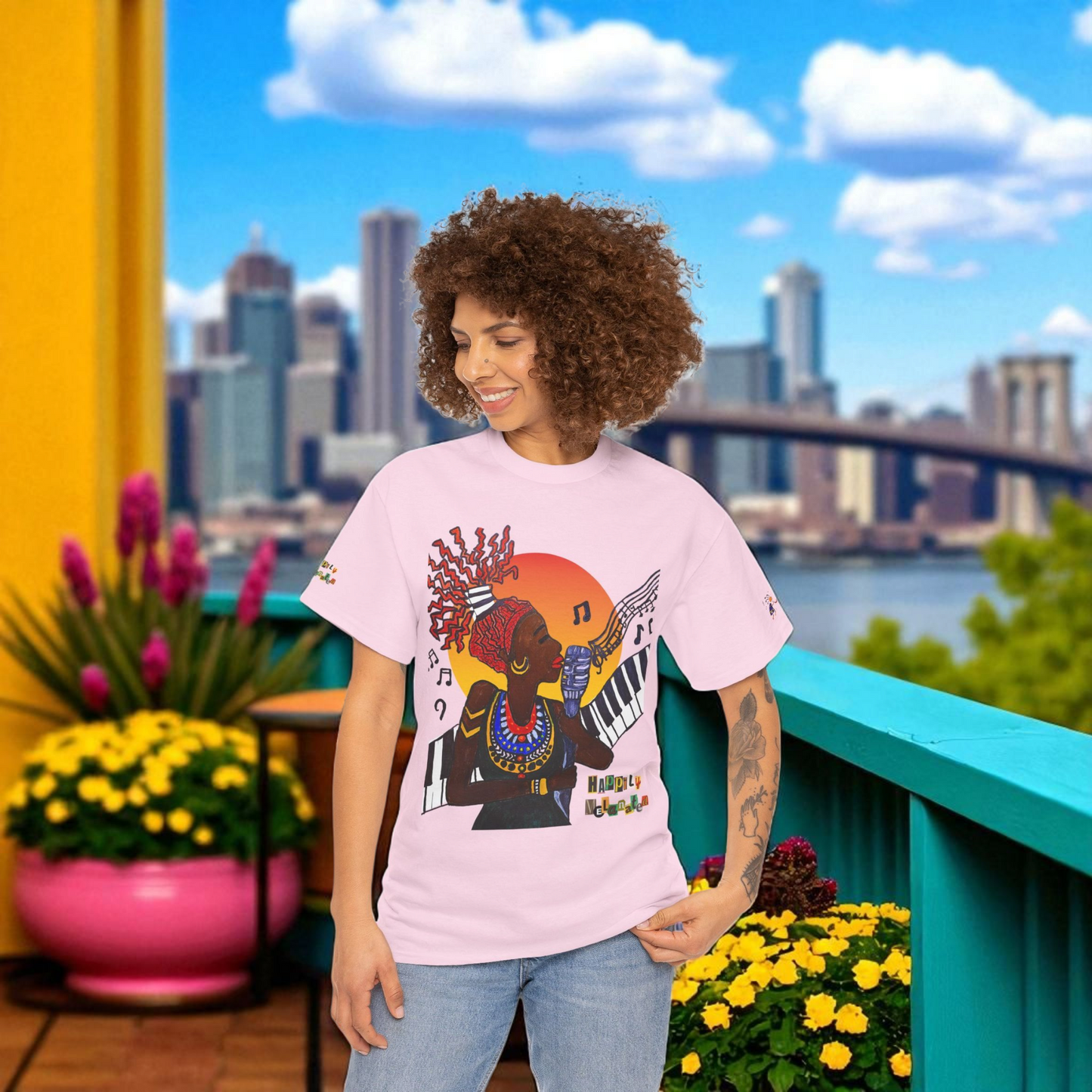 Afro Music Unisex Graphic Tee, Piano Art, Jazz Singer Shirt, Music Lover Gift