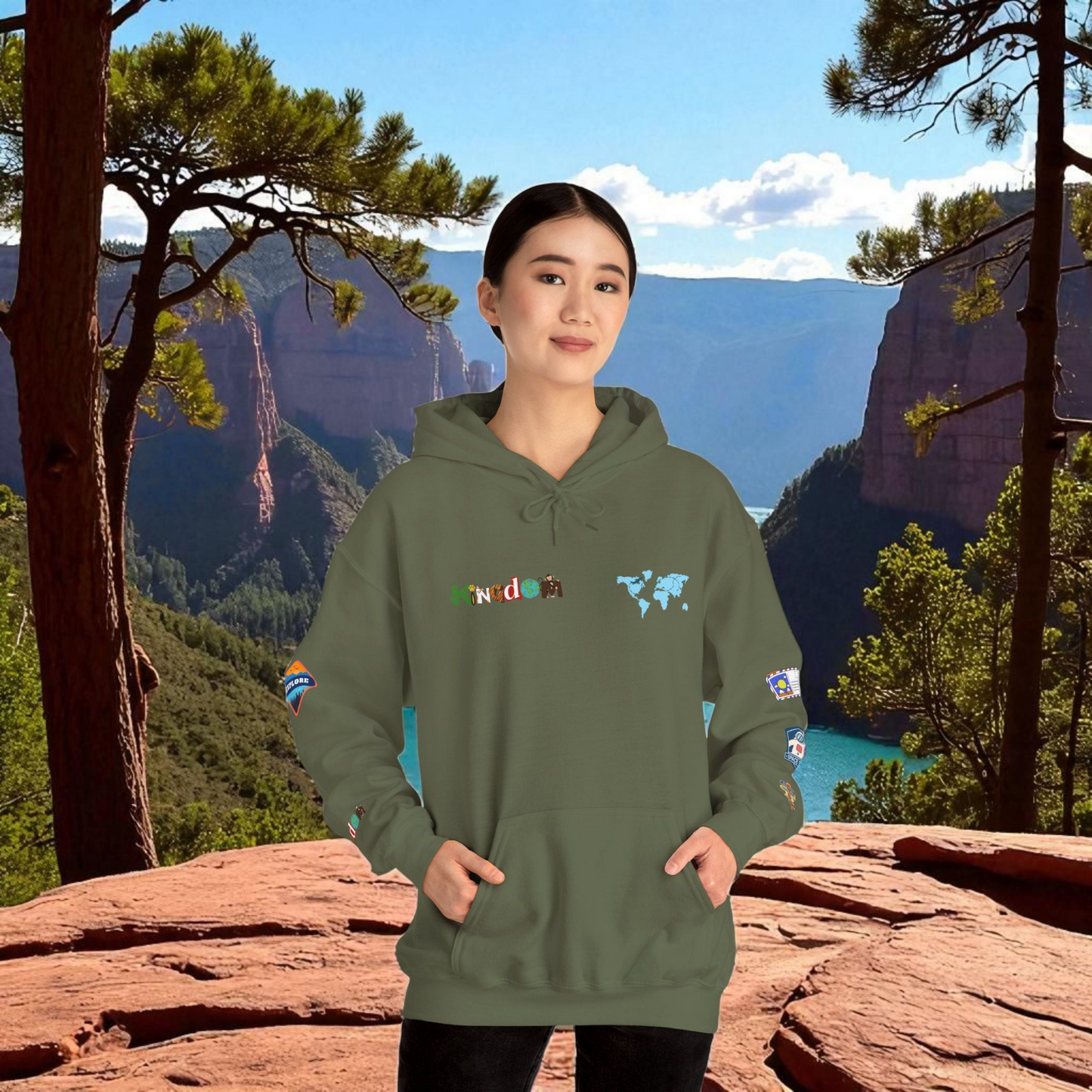 Travel Badge Graphic Hoodie, Wanderlust Sweatshirt, Adventure Lover Jumper