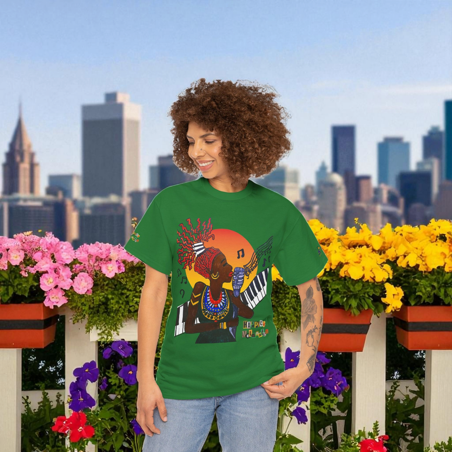 Afro Music Graphic Tee, Piano Art, Jazz Singer Shirt, Black History Unisex Tee, Music Lover Gift
