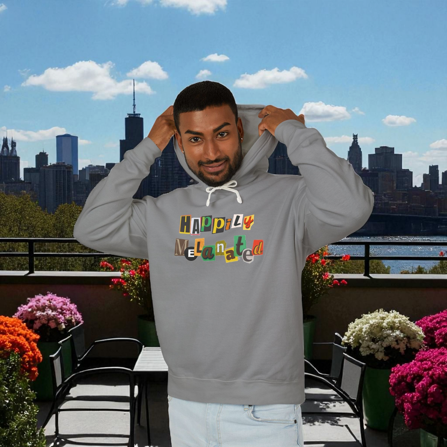 Afrocentric Jazz Music Lightweight Hooded Sweatshirt, Piano Art Graphic, Music Lover Gift
