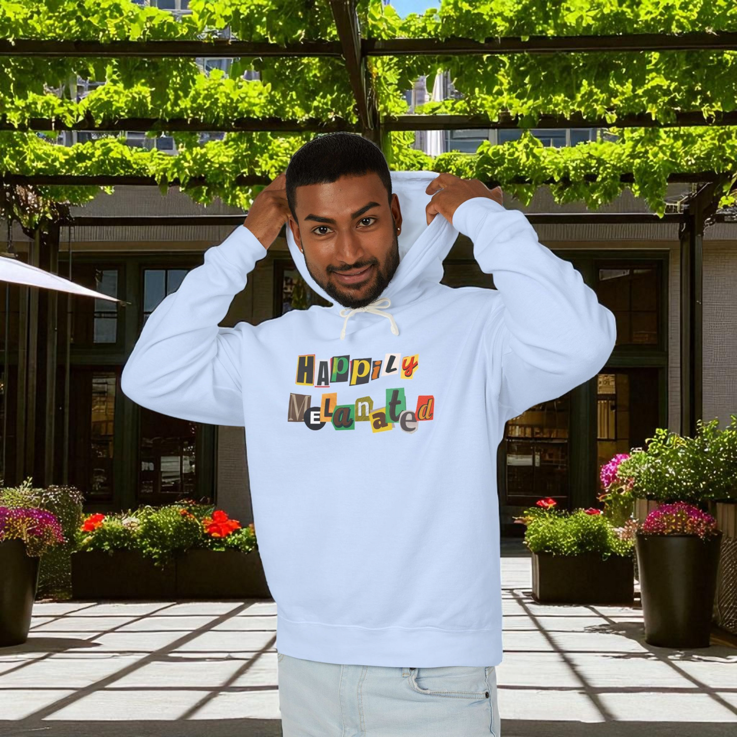 Afrocentric Jazz Music Lightweight Hooded Sweatshirt, Piano Art Graphic, Music Lover Gift