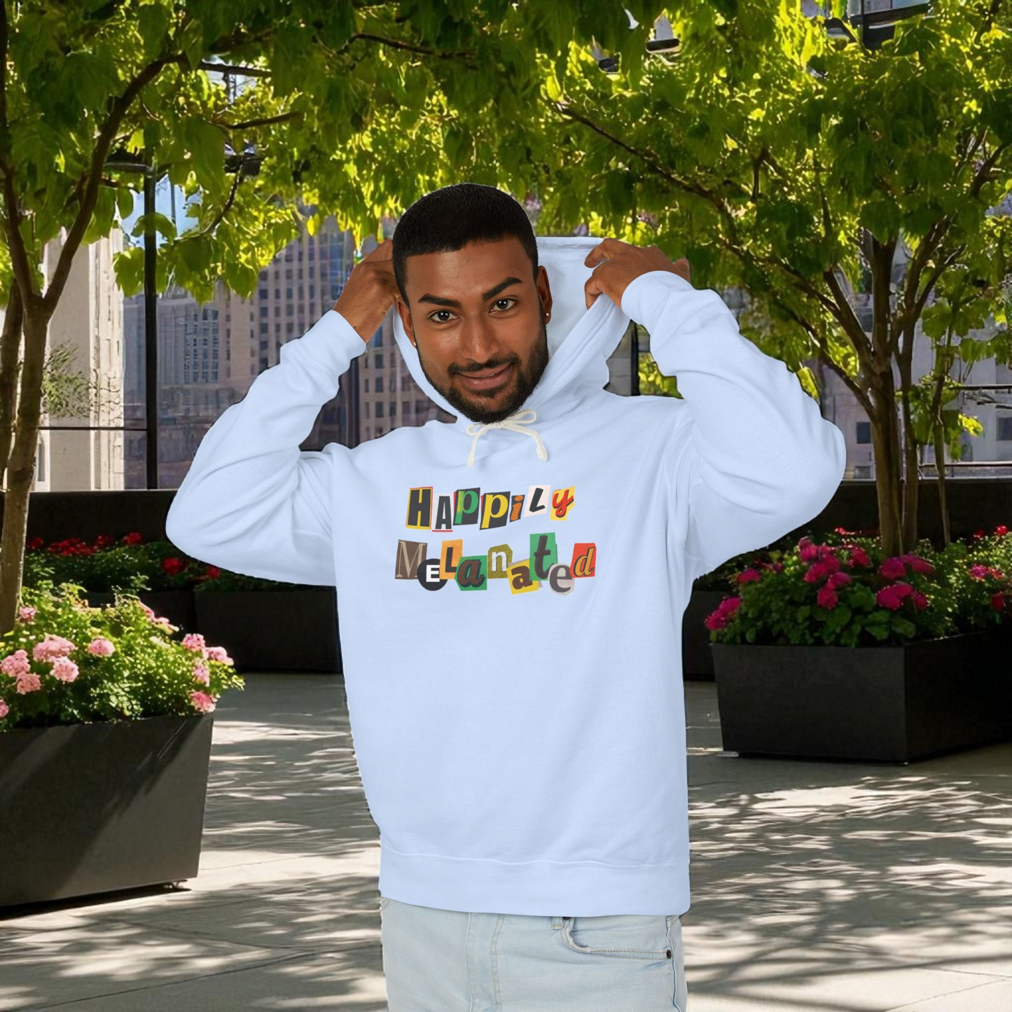 Afrocentric Jazz Music Lightweight Hooded Sweatshirt, Piano Art Graphic, Music Lover Gift