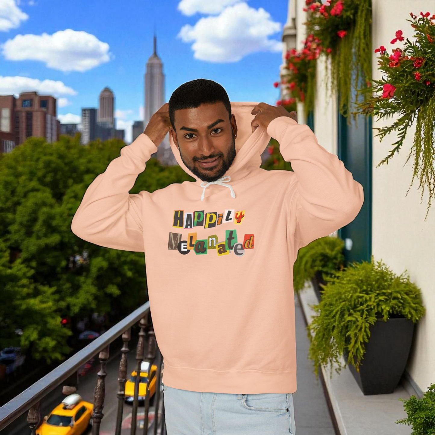 Handcrafted Ethnic Music Art on Unisex Lightweight Hoodie - Music Lover Gift