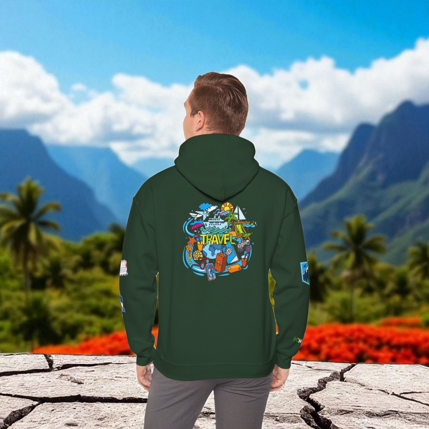 Vacation Theme Graphic Unisex Hoodie, Travel Enthusiast Sweatshirt
