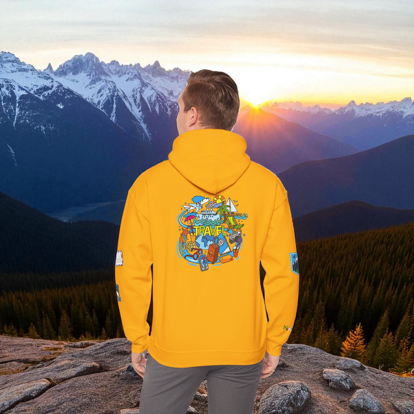 Vacation Theme Graphic Unisex Hoodie, Travel Enthusiast Sweatshirt