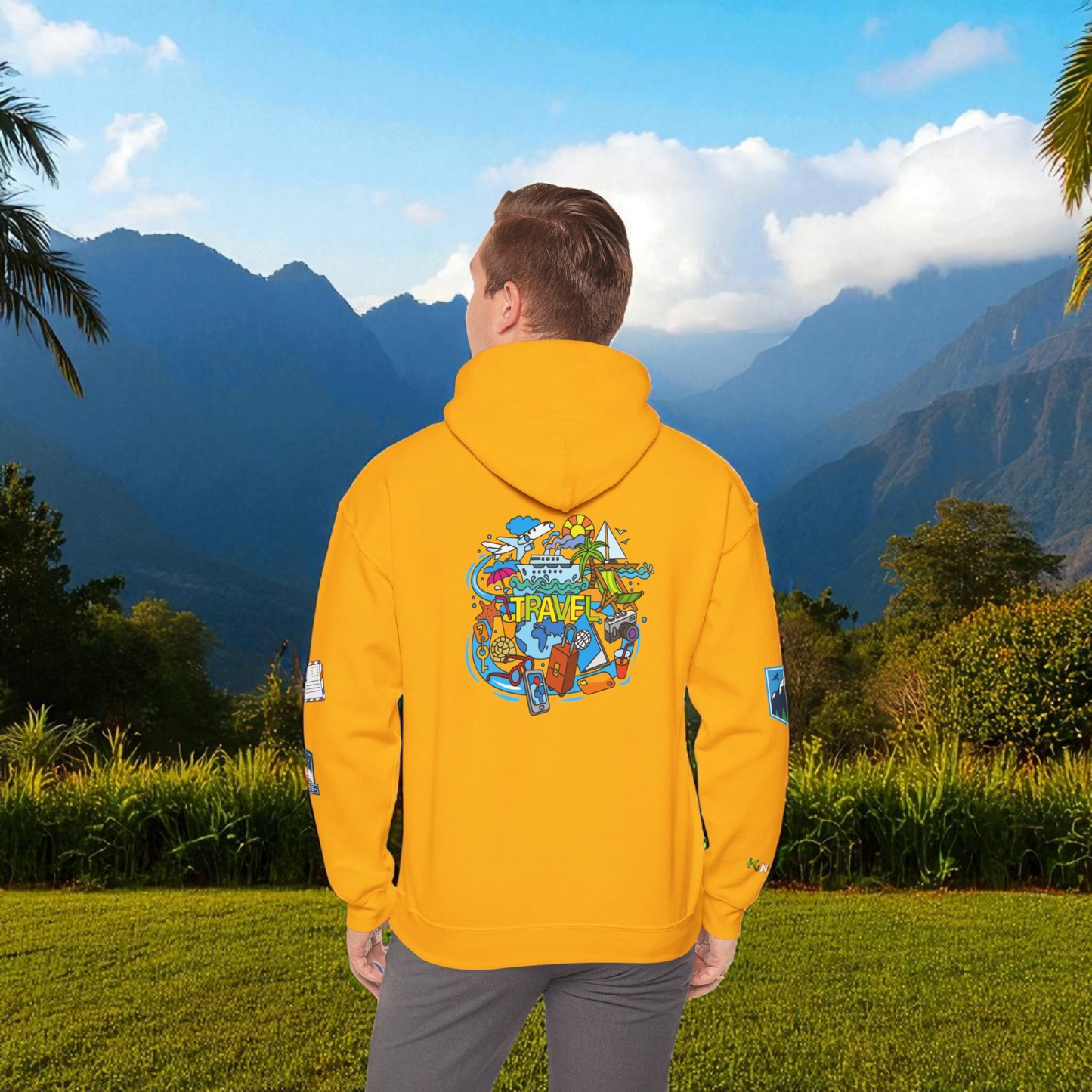 Vacation Theme Graphic Unisex Hoodie, Travel Enthusiast Sweatshirt