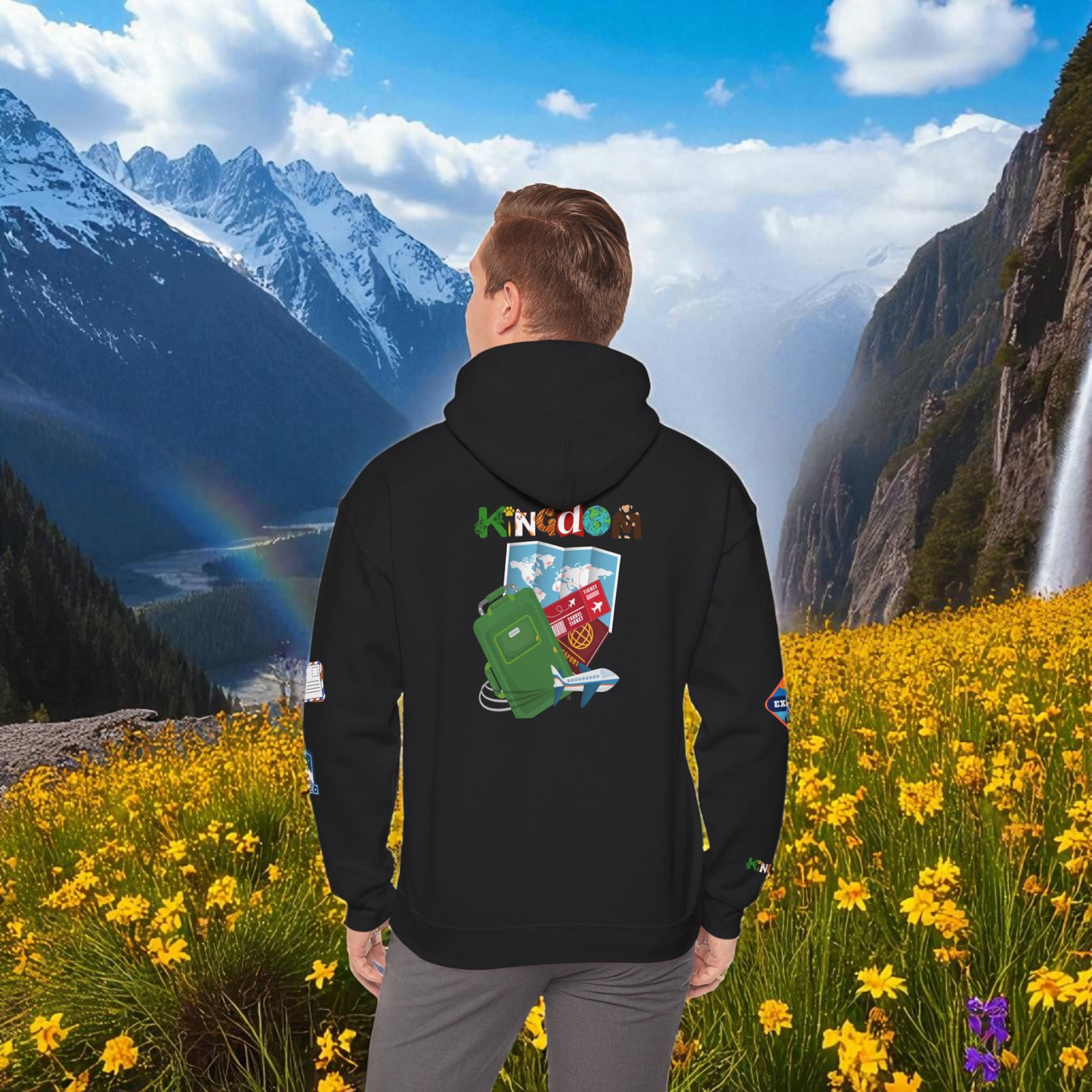 Travel Badge Graphic Hoodie, Wanderlust Sweatshirt, Adventure Lover Jumper