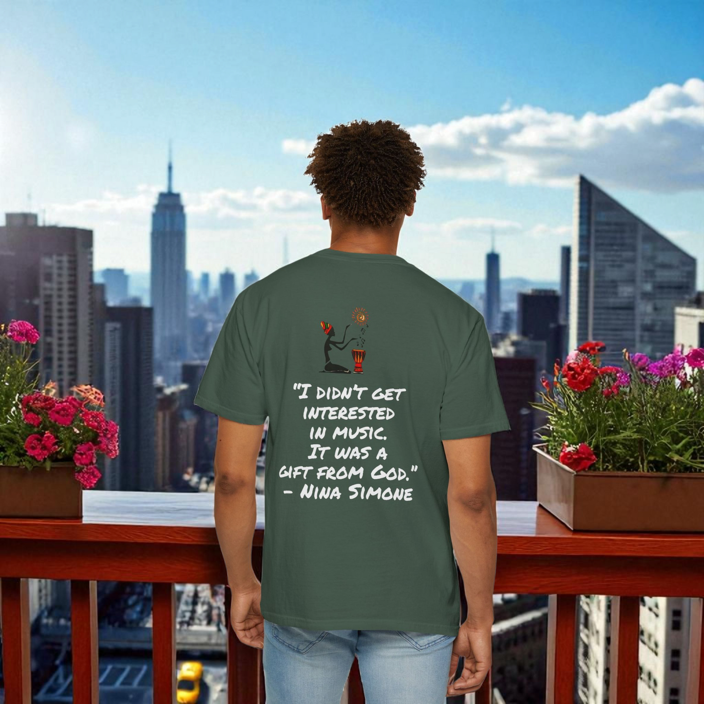 Afro Jazz Singer Graphic T-Shirt, Black History Music Tee, Unisex Garment-Dyed Shirt