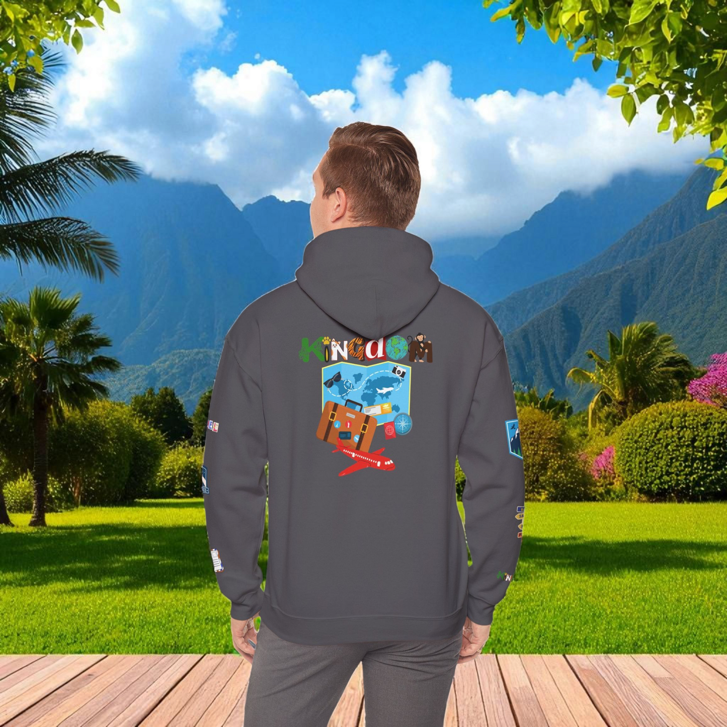Vacation Theme Graphic Unisex Hoodie, Travel Enthusiast Sweatshirt, Wanderlust Hooded Pullover
