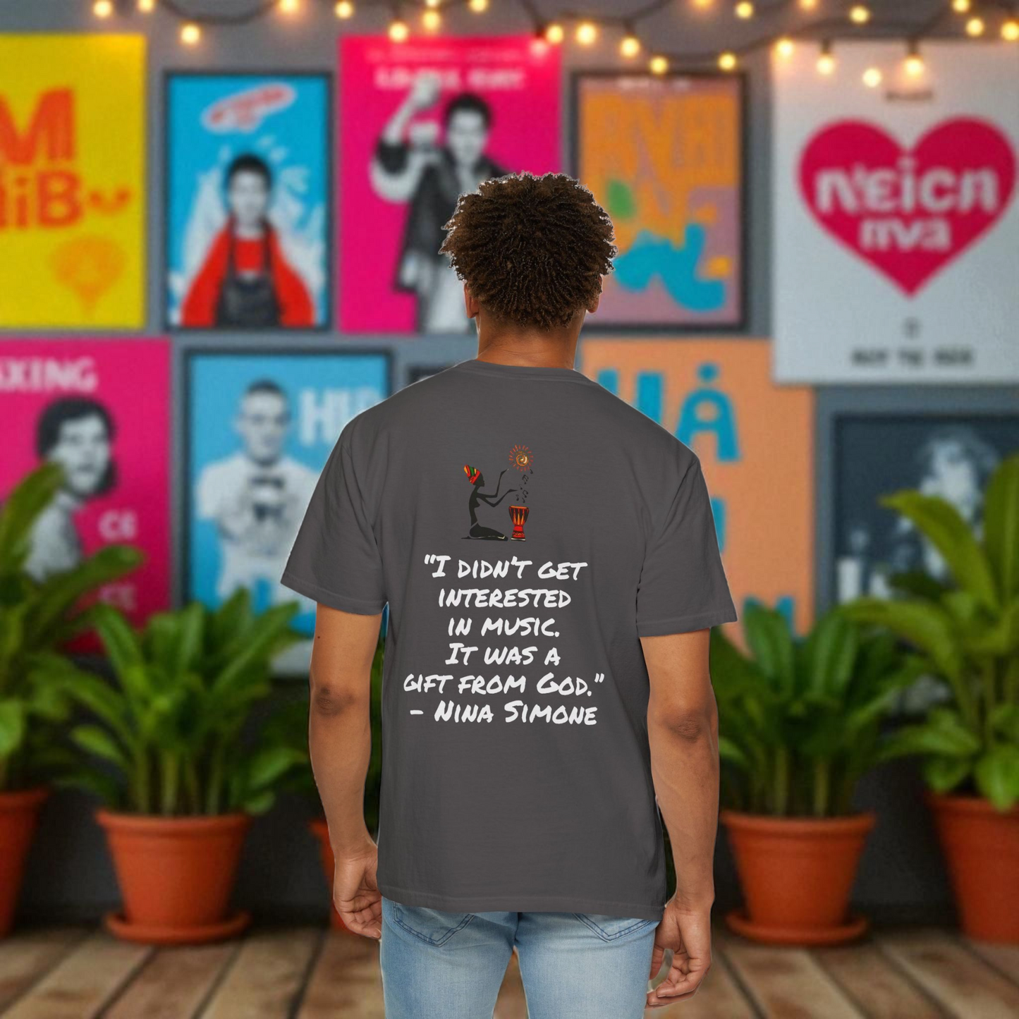 Afro Jazz Singer Graphic T-Shirt, Black History Music Tee, Unisex Garment-Dyed Shirt