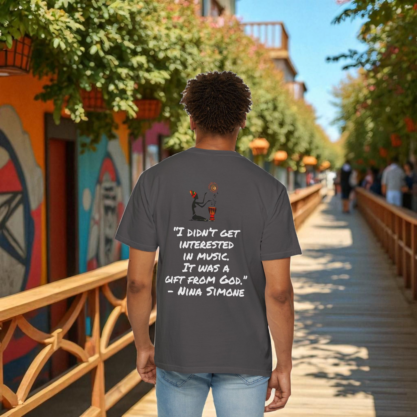 Afro Jazz Singer Graphic T-Shirt, Black History Music Tee, Unisex Garment-Dyed Shirt