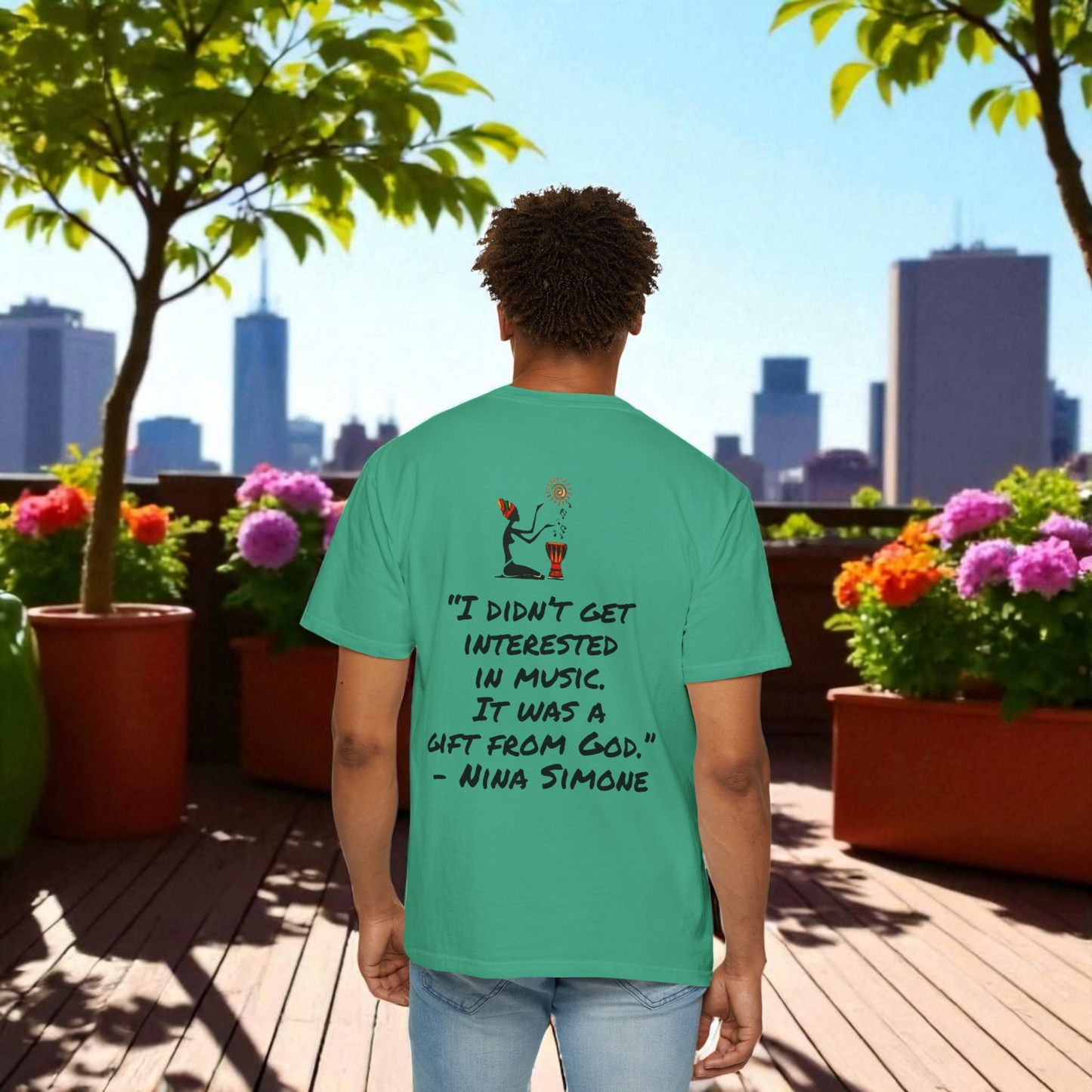 Afro Jazz Singer Graphic T-Shirt, Black History Music Tee, Unisex Garment-Dyed Shirt