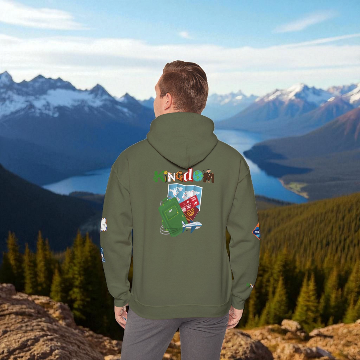 Travel Badge Graphic Hoodie, Wanderlust Sweatshirt, Adventure Lover Jumper
