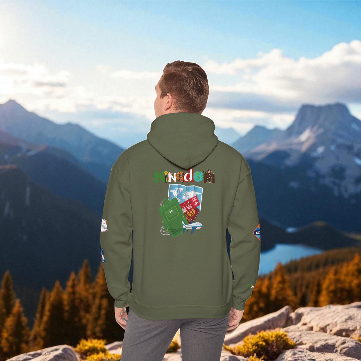 Travel Badge Graphic Hoodie, Wanderlust Sweatshirt, Adventure Lover Jumper