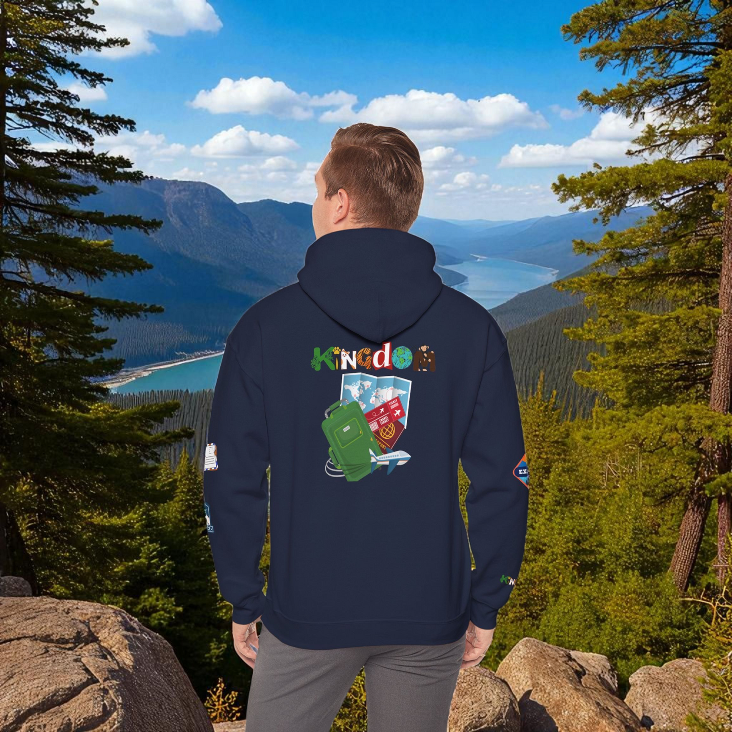 Travel Badge Graphic Hoodie, Wanderlust Sweatshirt, Adventure Lover Jumper